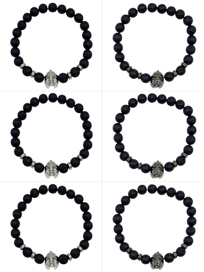Pulsera Elasticada #Piedra volcánica con gladiador