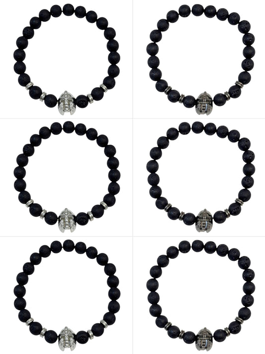 Pulsera Elasticada #Piedra volcánica con gladiador