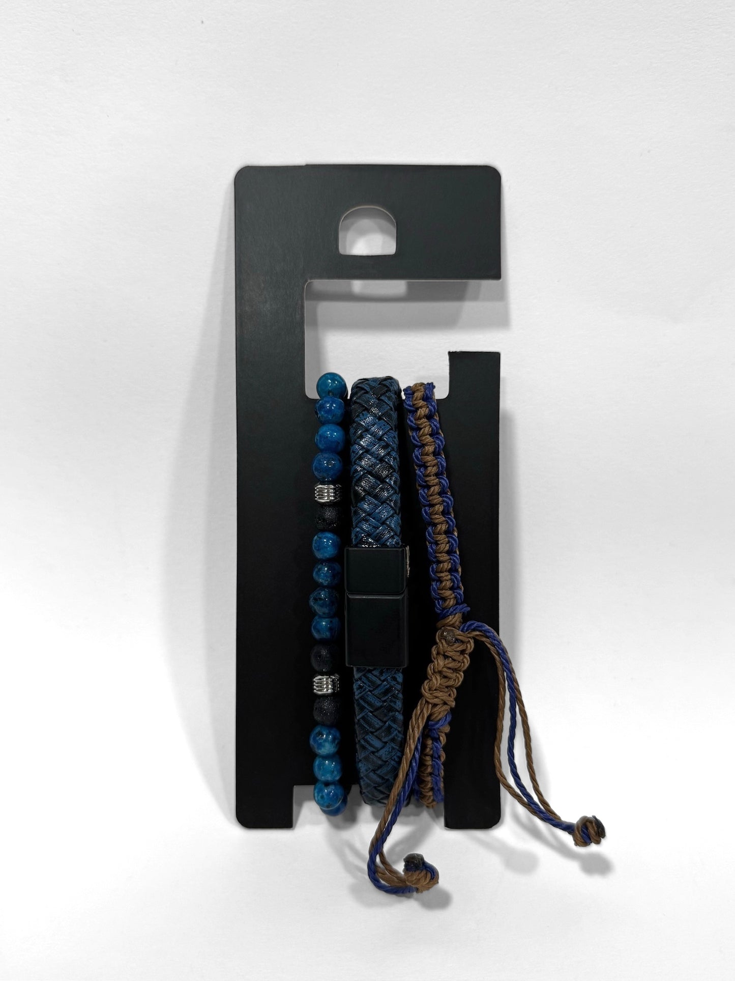 Pulsera combi de cuero y piedras para hombre #5055