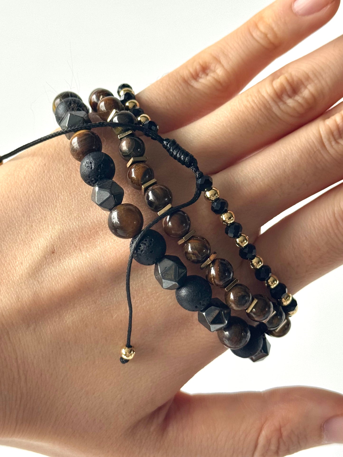 Pulsera combi de acero y piedras para hombre #1257