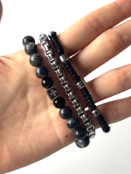 Pulsera combi de acero y piedras para hombre #1256