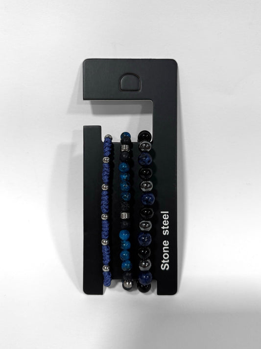 Pulsera combi de cuero y piedras para hombre #5131