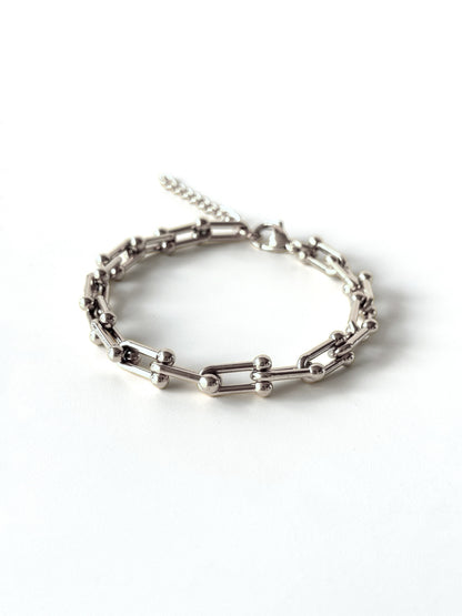 Pulsera de cadena de acero modelo #63 plateado