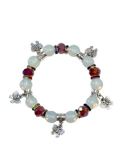 Pulsera Elasticada #Piedra luna 5 colgantes