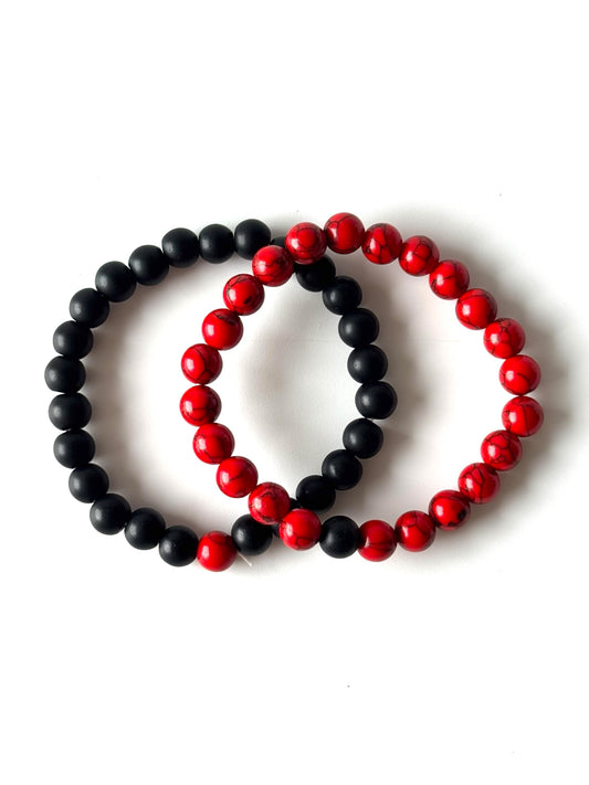 Pulsera Elasticada #Pareja rojo y negro
