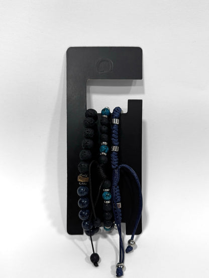 Pulsera combi de cuero y piedras para hombre #5056