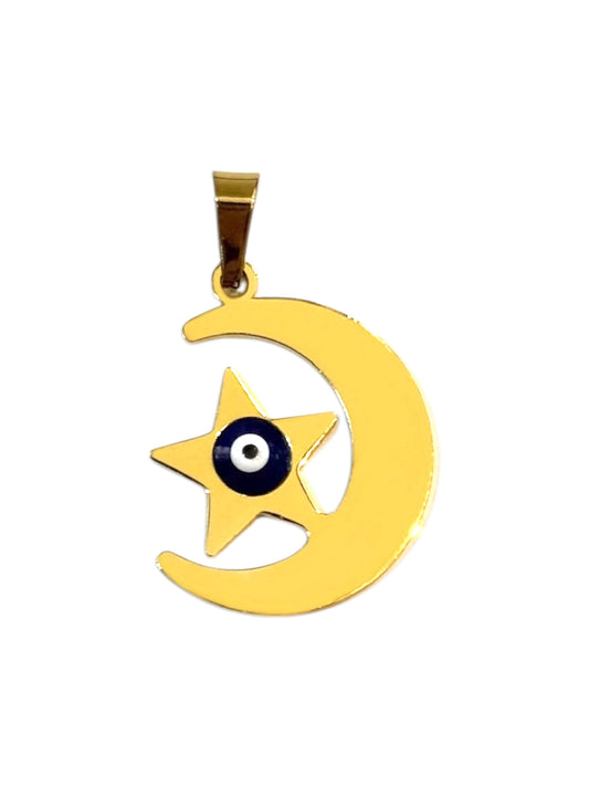 #Ojo Turco Luna y Estrella Dorado