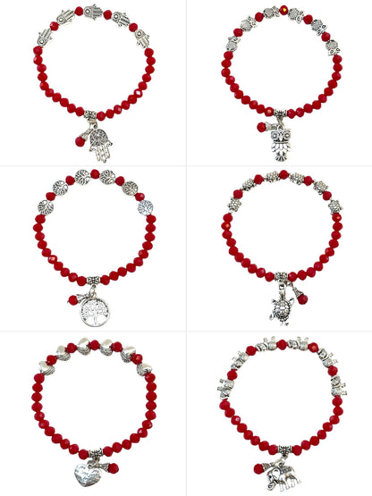 Pulsera Elasticada #Piedra roja