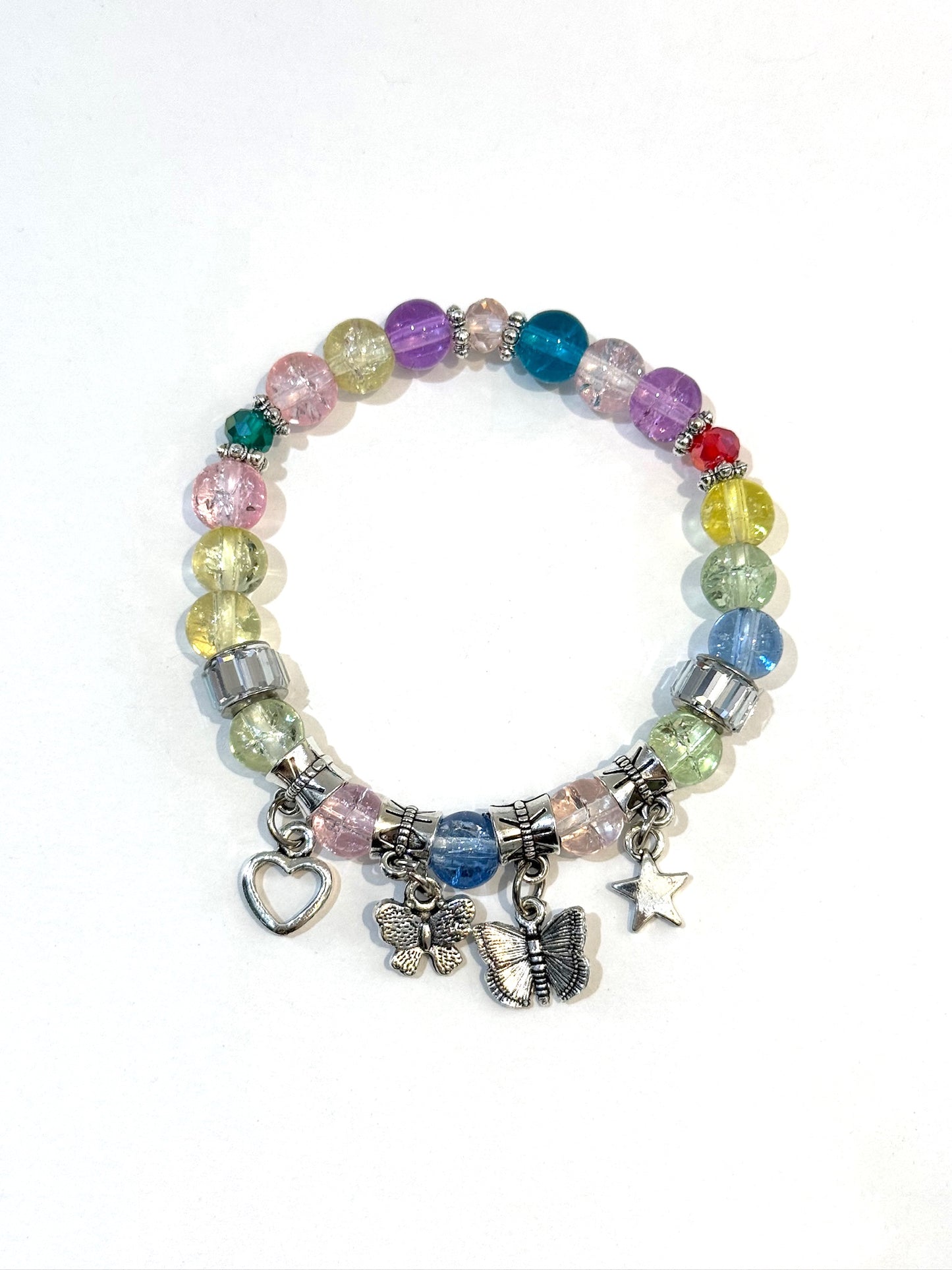 Pulsera Elasticada #Cristal multicolor con colgante