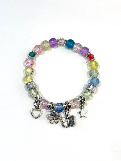 Pulsera Elasticada #Cristal multicolor con colgante