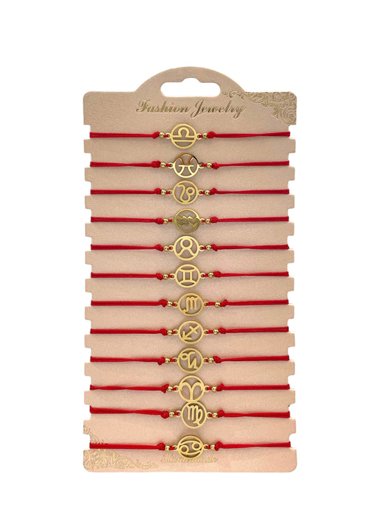 Pulsera de hilo zodiaco dorado