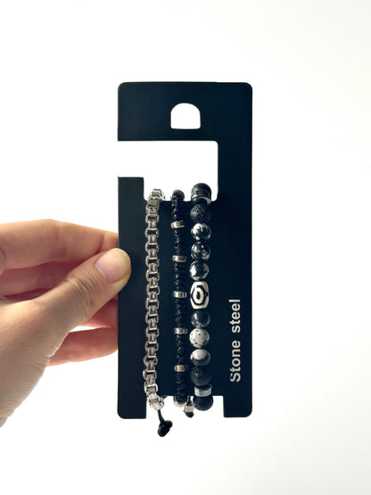 Pulsera combi de acero y piedras para hombre #1255