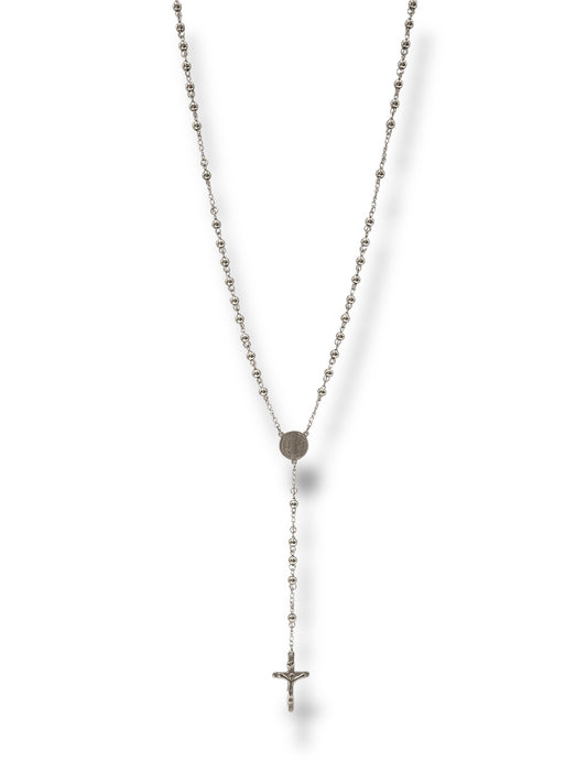 #1269 Collar Rosario_Plateado 5mm