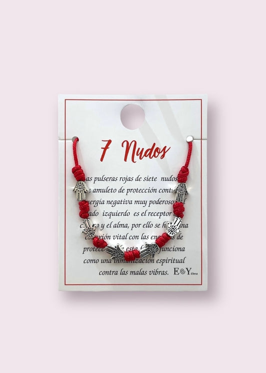 Pulsera de 7 nudos modelo #250 mano de fátima