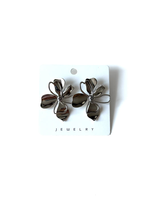 Aros de fantasía flor #1023 plateado