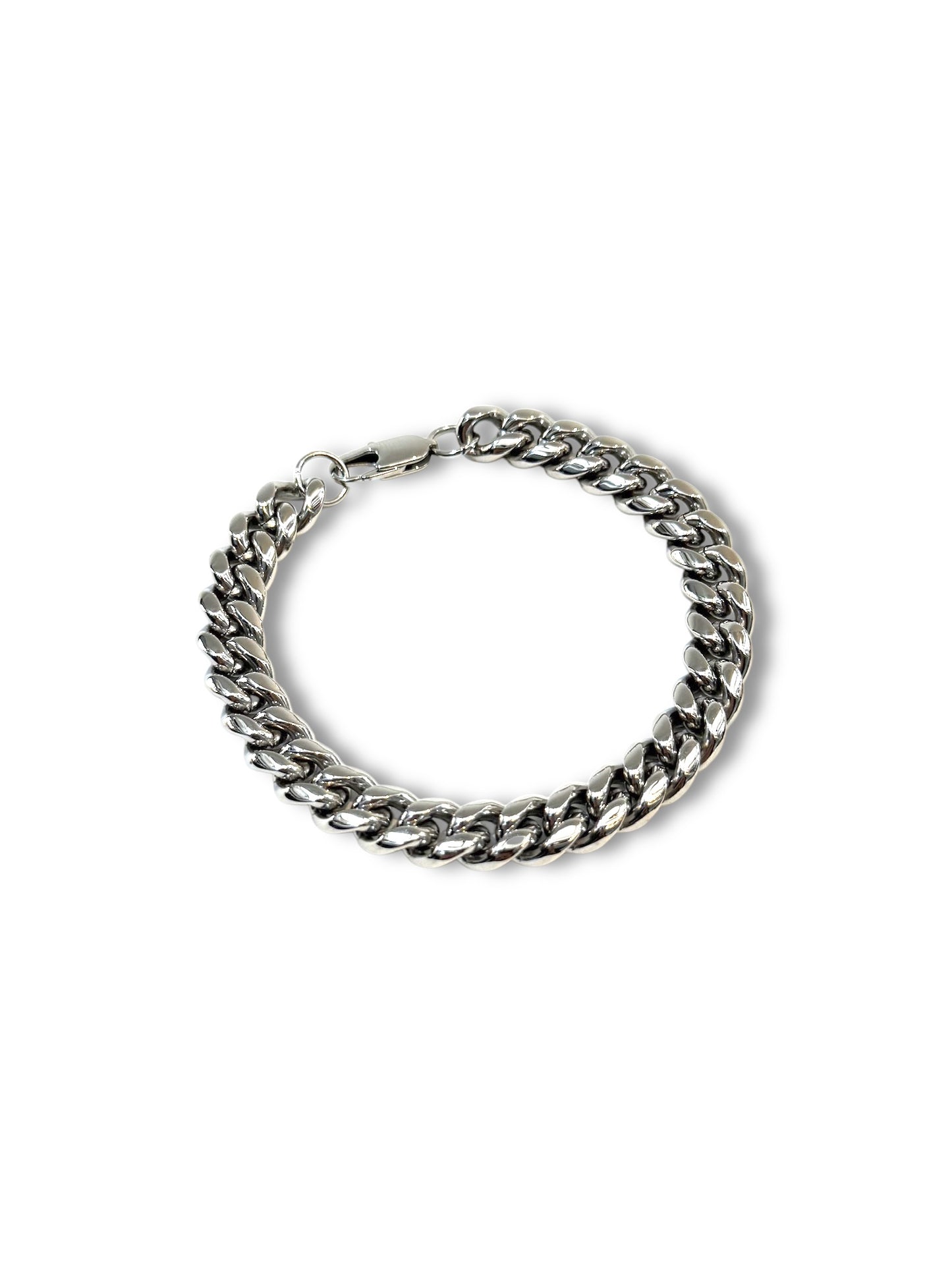 Pulsera de cadena de acero modelo #61_cubano plateado 10mm H-2