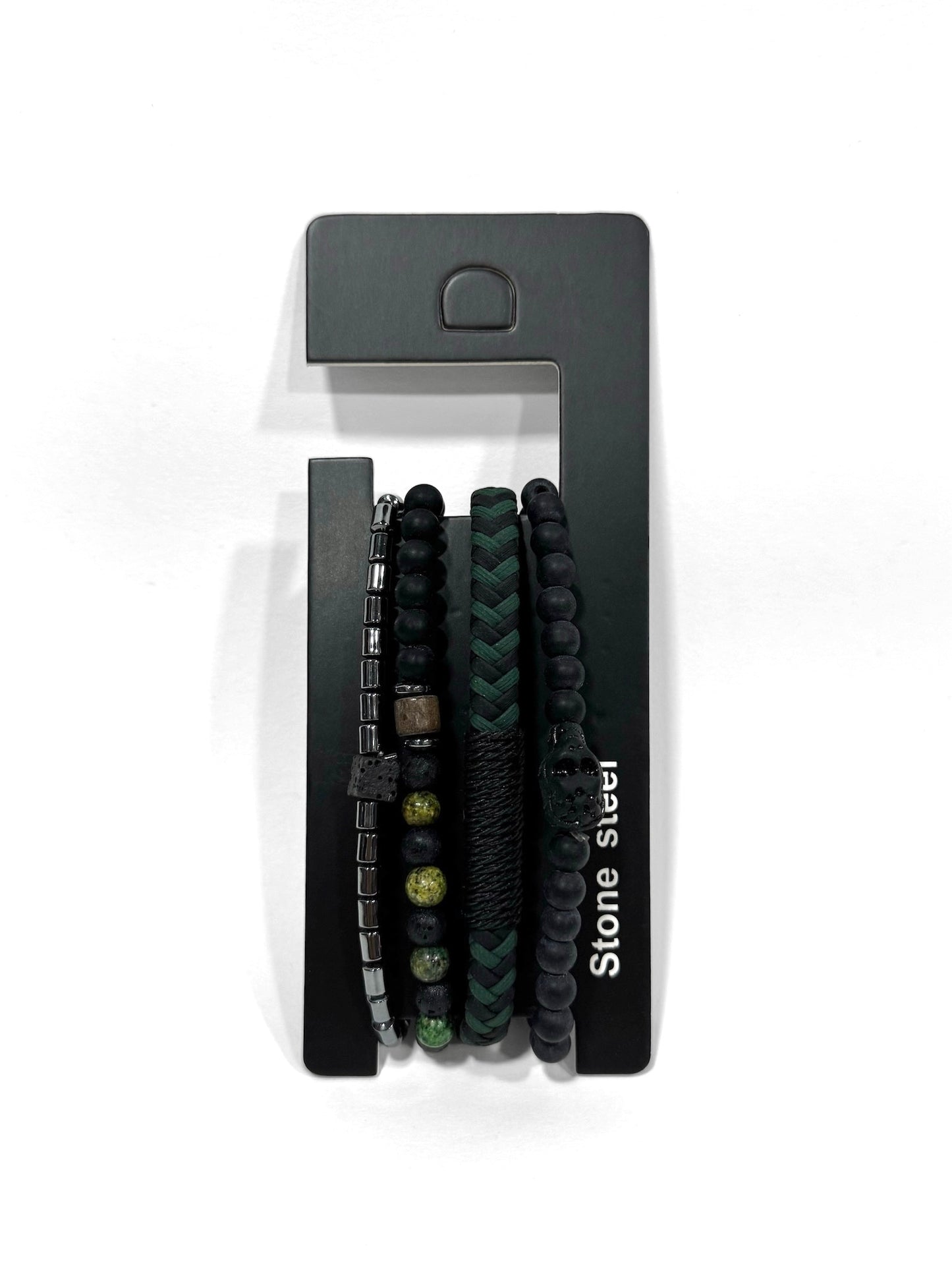 Pulsera combi de cuero y piedras para hombre #5061