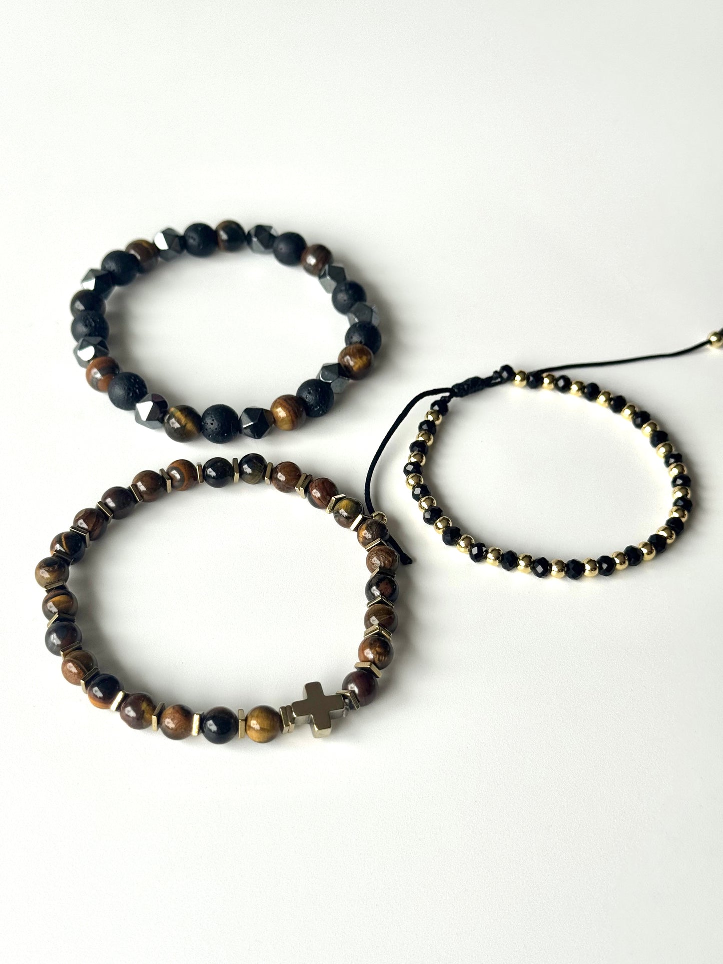 Pulsera combi de acero y piedras para hombre #1257