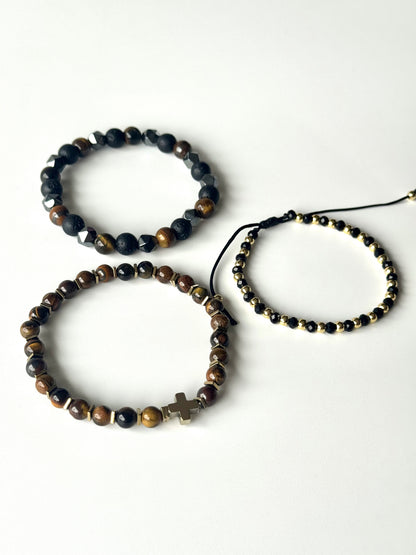 Pulsera combi de acero y piedras para hombre #1257