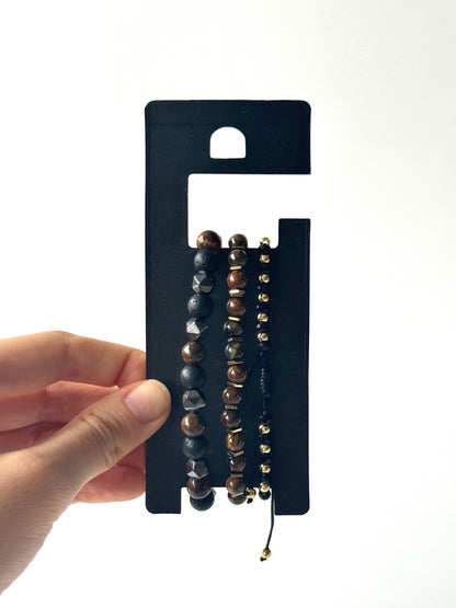 Pulsera combi de acero y piedras para hombre #1257