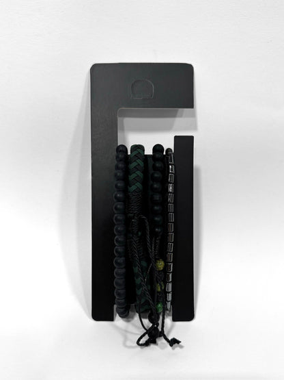 Pulsera combi de cuero y piedras para hombre #5061