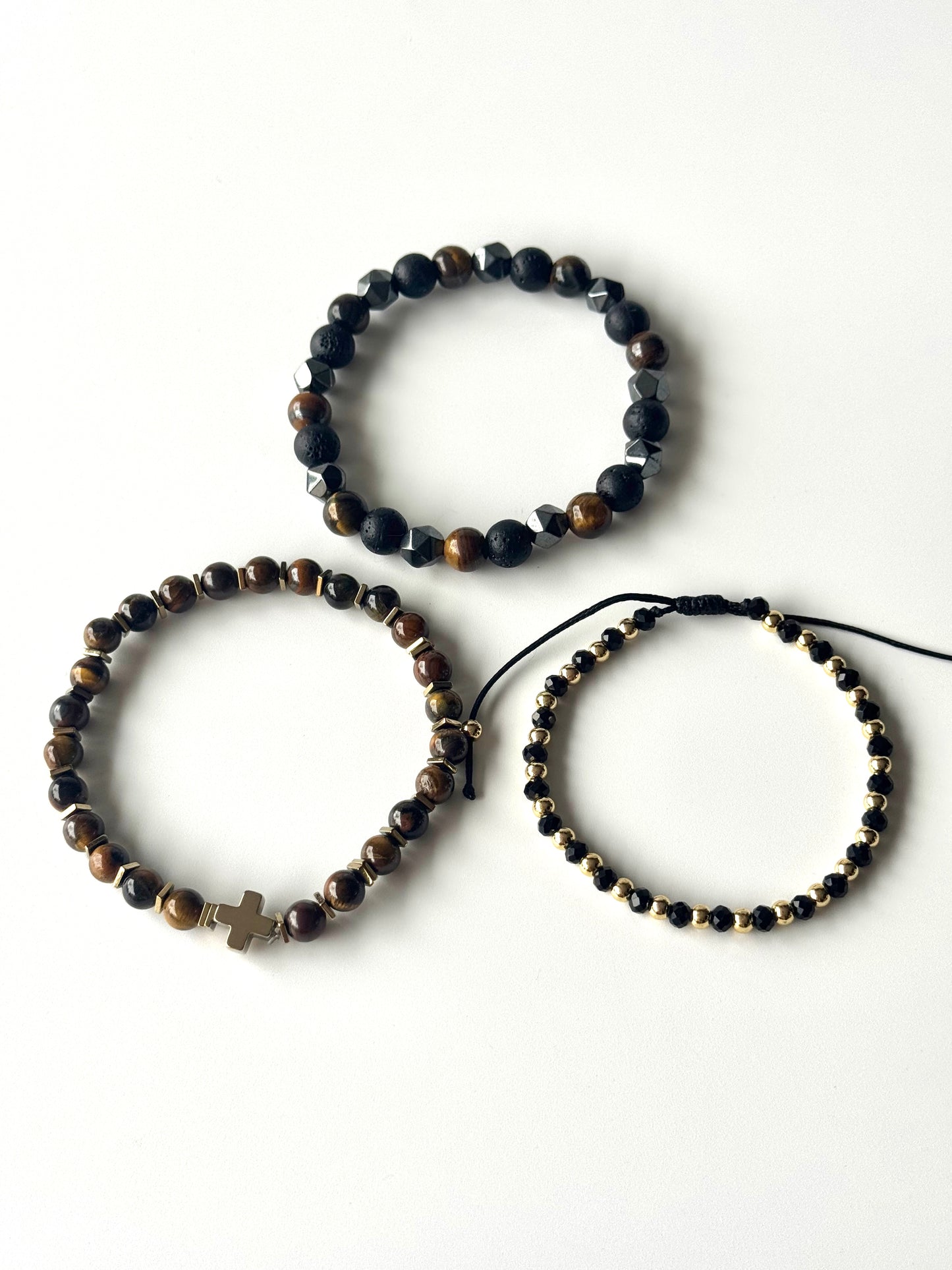 Pulsera combi de acero y piedras para hombre #1257