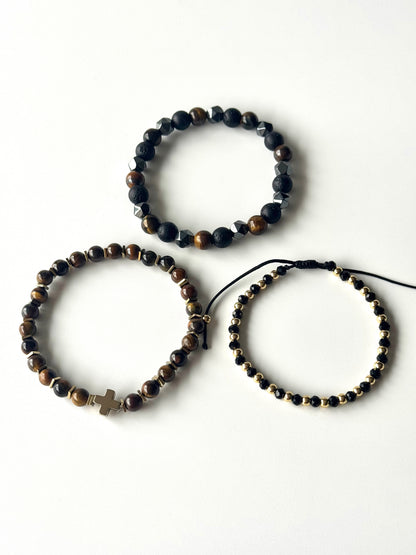 Pulsera combi de acero y piedras para hombre #1257