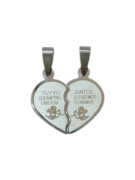 #Corazón Tu y yo siempre unidos & Juntos estaremos con amor (2 colgantes)