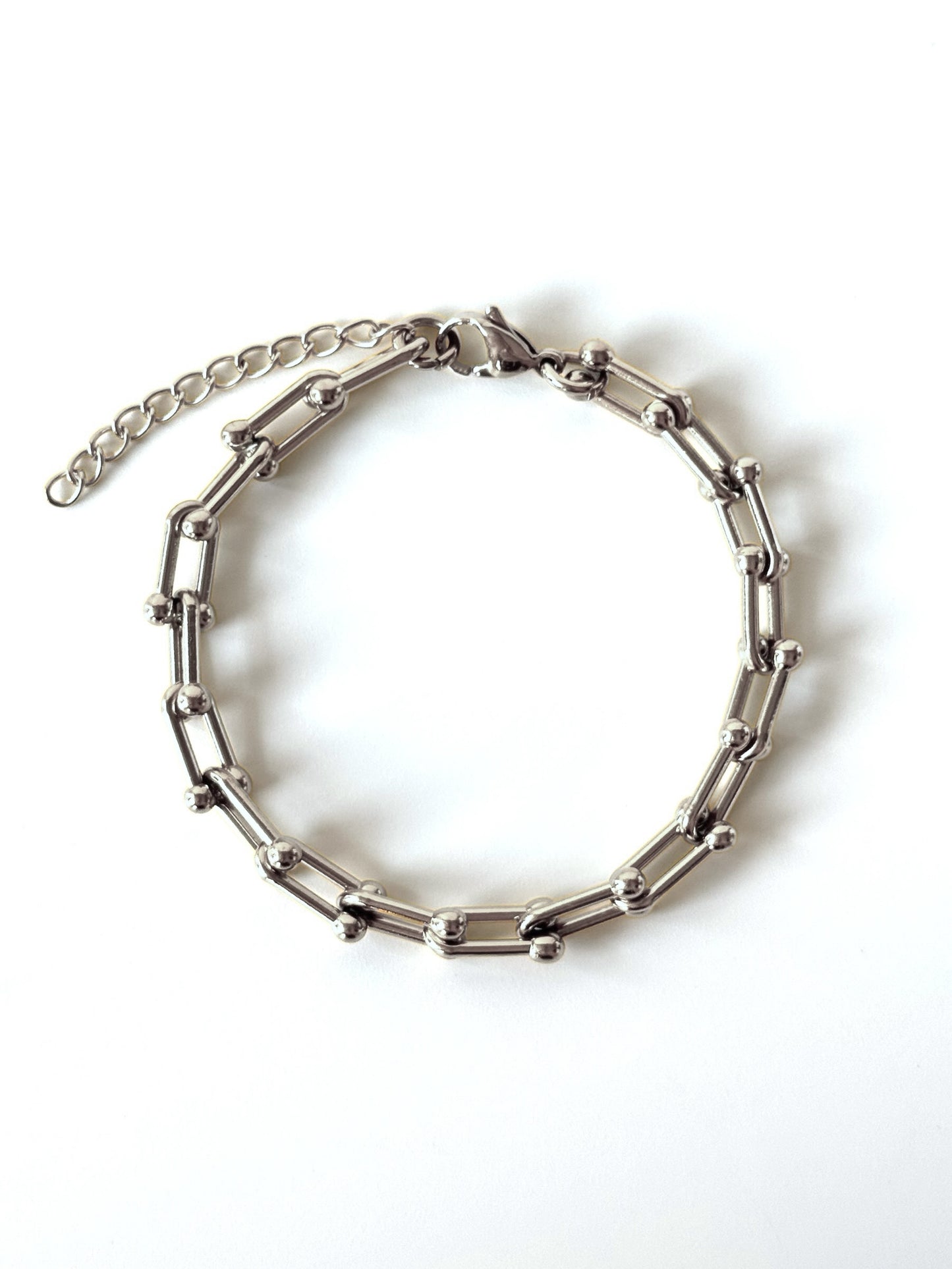 Pulsera de cadena de acero modelo #63 plateado