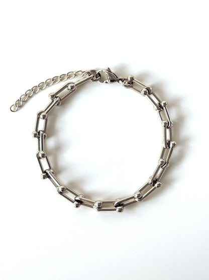 Pulsera de cadena de acero modelo #63 plateado