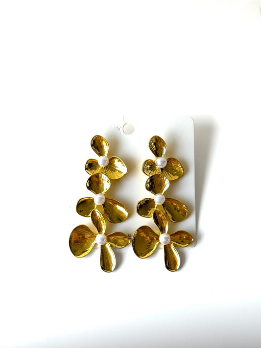 Aros de fantasía flores #1022 dorado