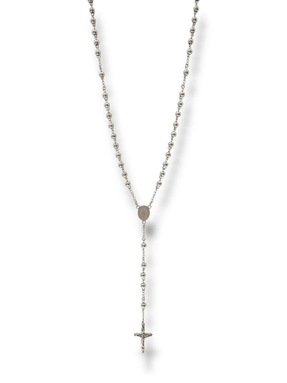 #1272 Collar Rosario_Plateado 6mm