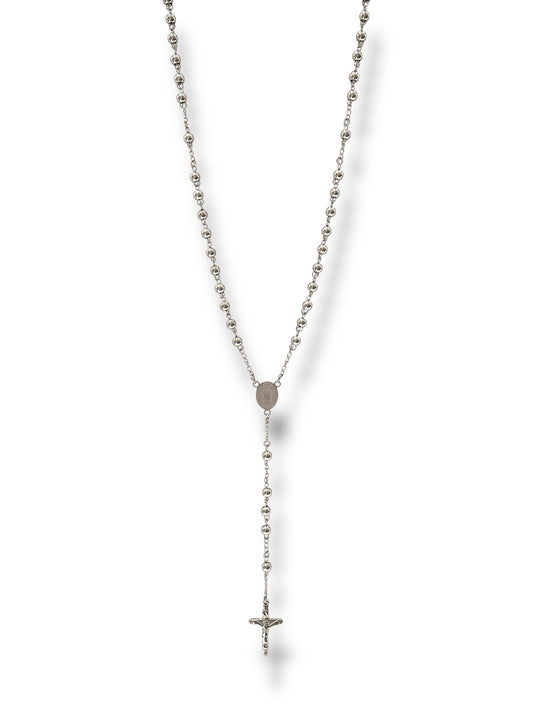 #1272 Collar Rosario_Plateado 6mm