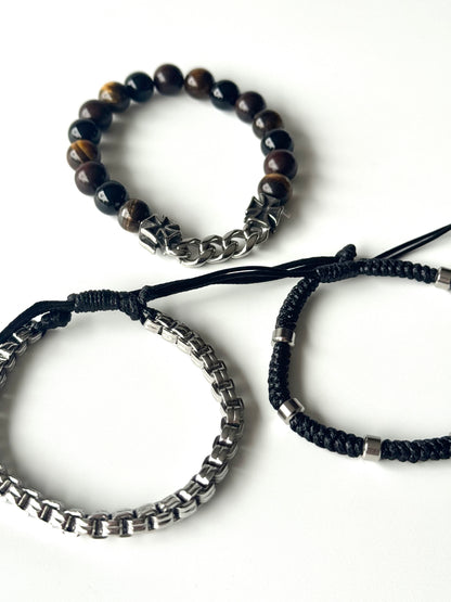 Pulsera combi de acero y piedras para hombre #1244