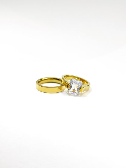 #17 ARGOLLA DOBLE CON PIEDRA CUADRADA D