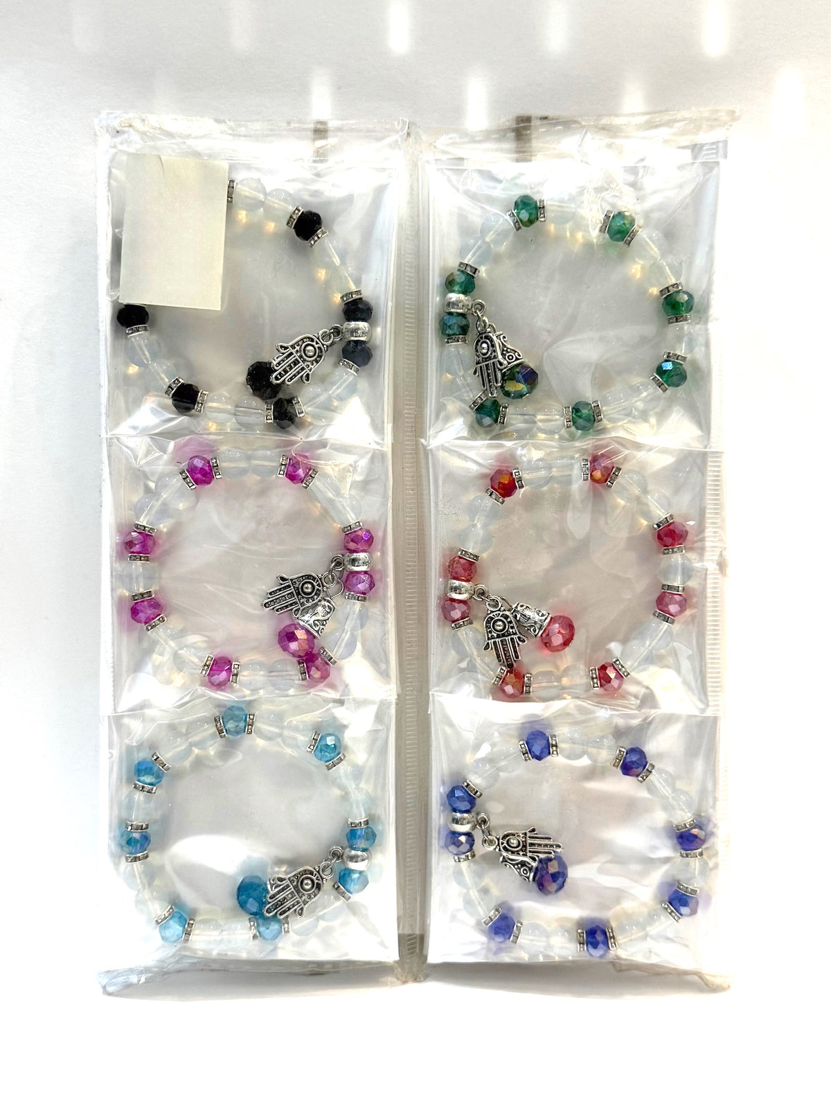 Pulsera Elasticada #Piedra luna multicolor con colgante
