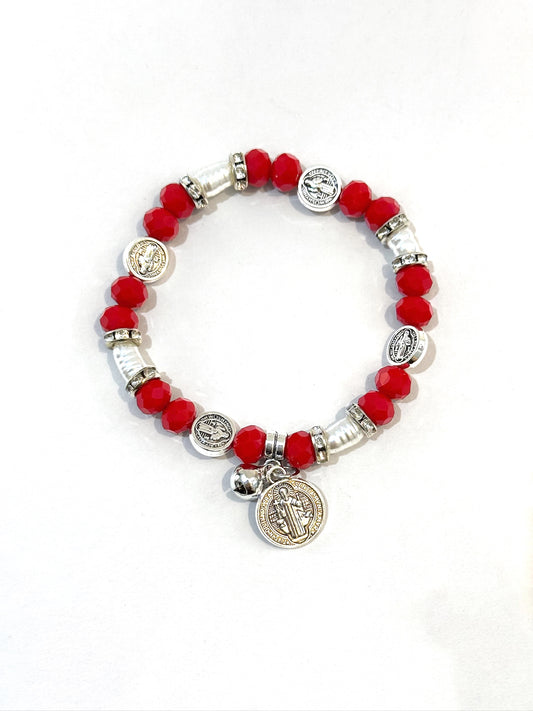 Pulsera Elasticada #Piedra roja San Benito