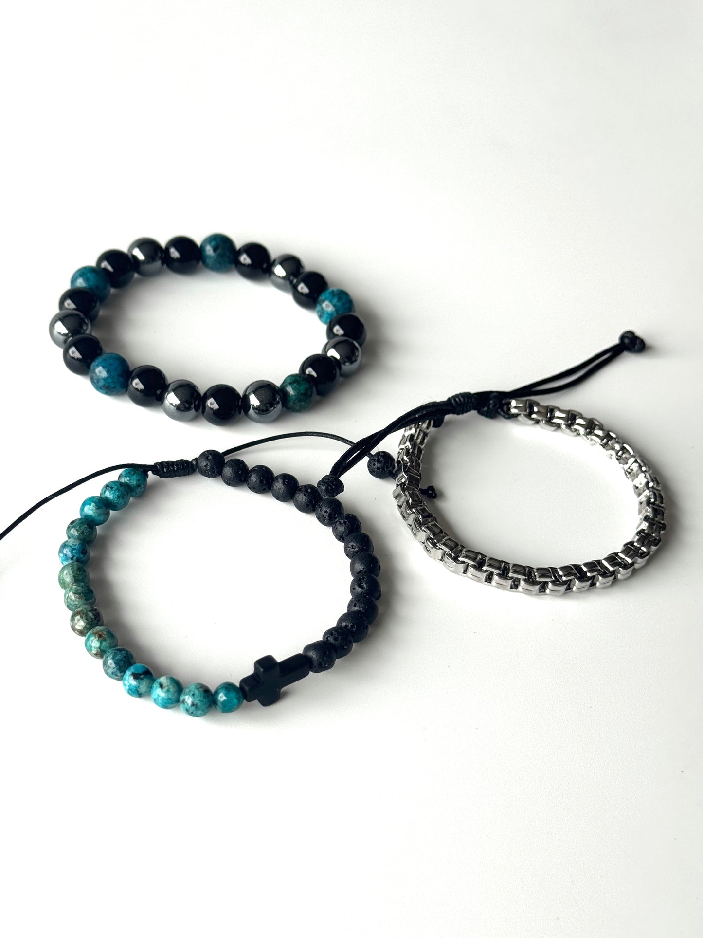 Pulsera combi de acero y piedras para hombre #1259