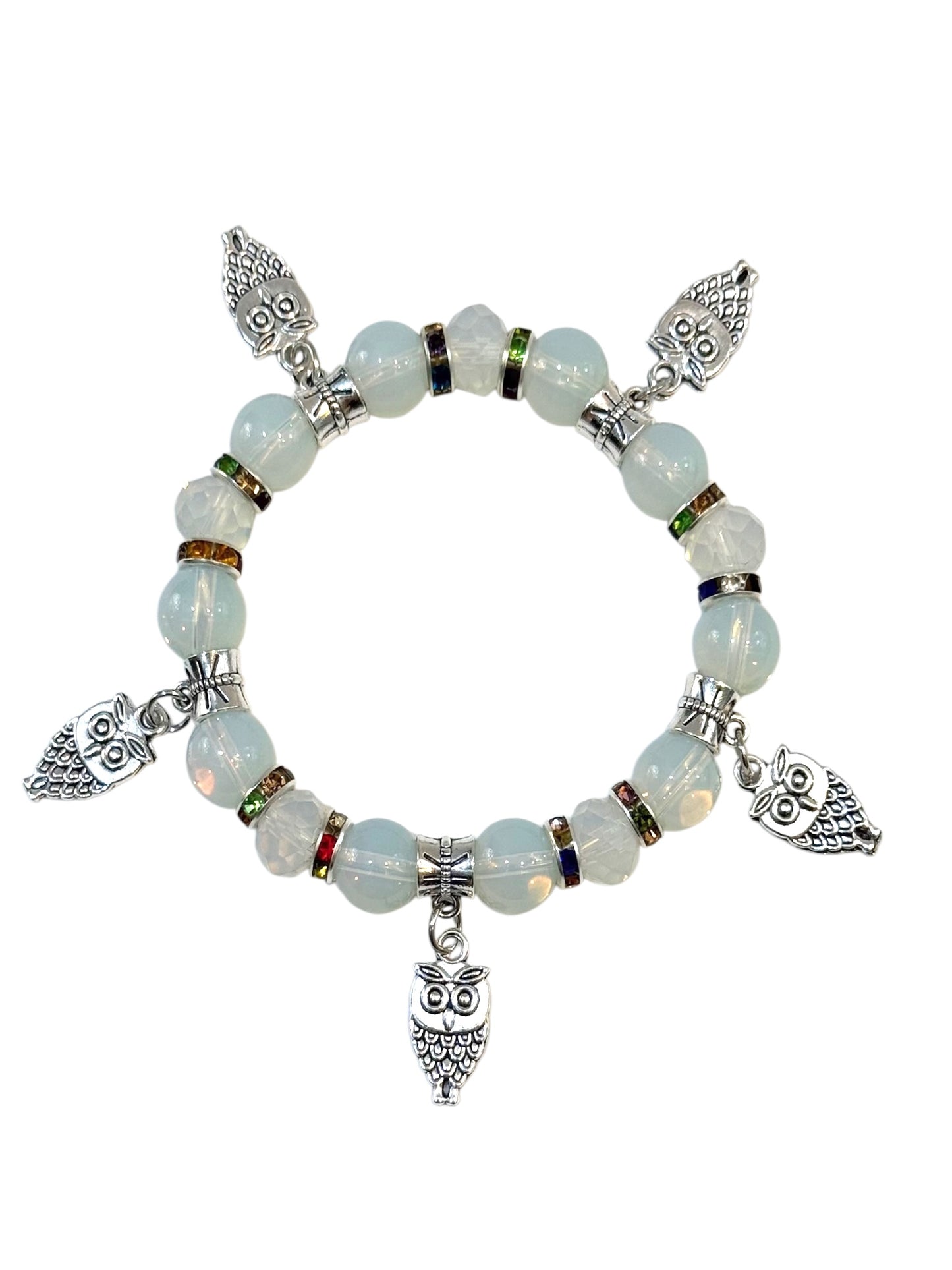 Pulsera Elasticada #Piedra luna 5 colgantes