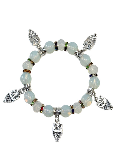 Pulsera Elasticada #Piedra luna 5 colgantes