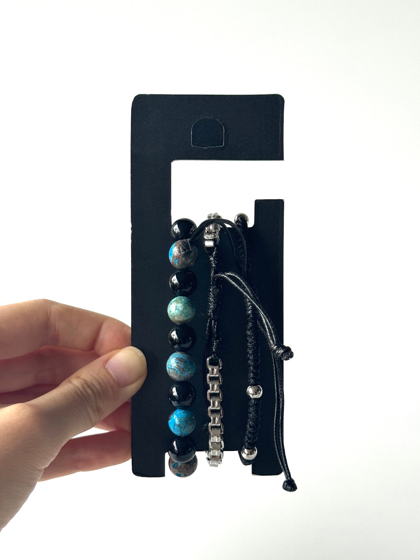 Pulsera combi de acero y piedras para hombre #1252