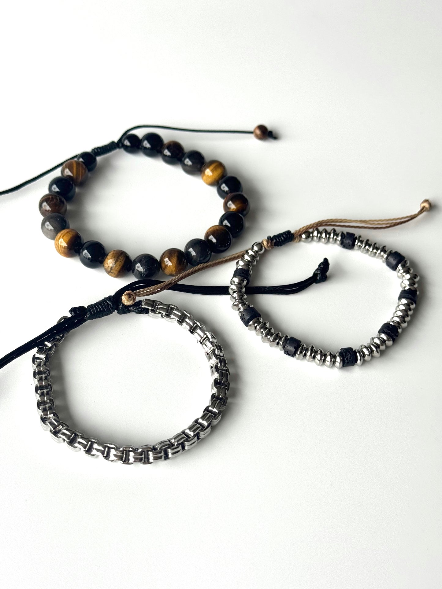 Pulsera combi de acero y piedras para hombre #1250