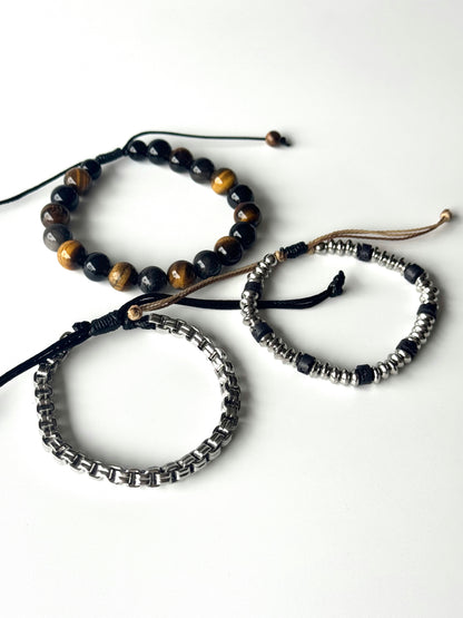 Pulsera combi de acero y piedras para hombre #1250
