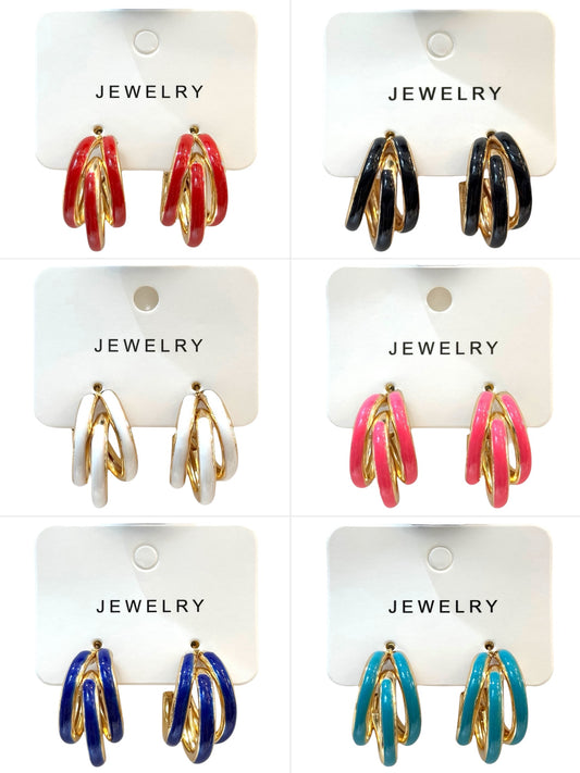 Aros en Docena #6 argolla multicolor chica