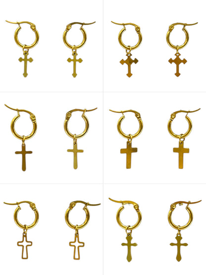 Argolla delgada con cruz dorada