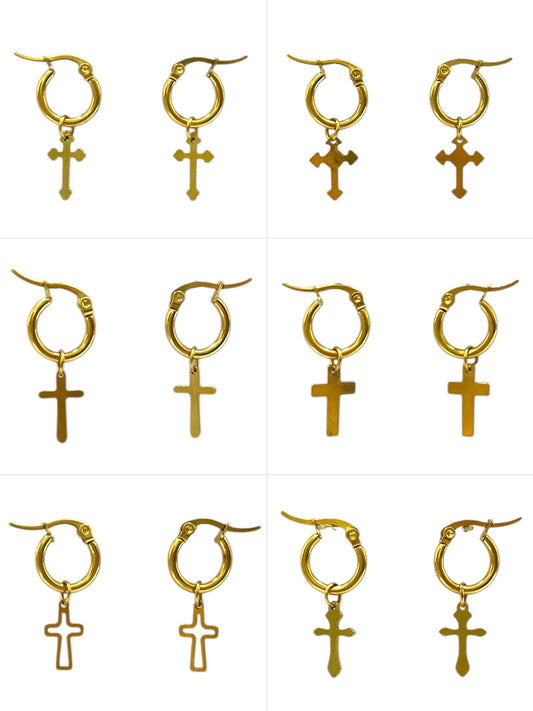 Argolla delgada con cruz dorada