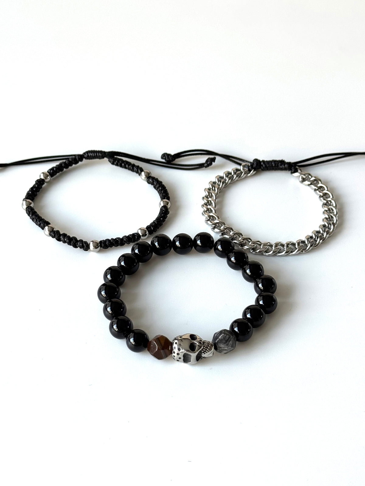 Pulsera combi de acero y piedras para hombre #1255