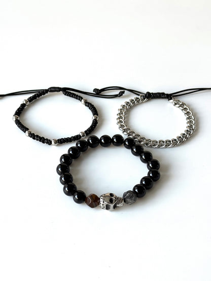 Pulsera combi de acero y piedras para hombre #1255