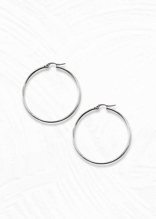 Argolla de acero con gancho plateado