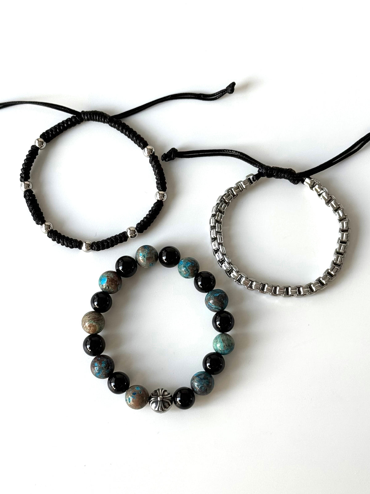 Pulsera combi de acero y piedras para hombre #1254
